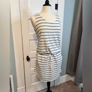 Carve Designs White with Black/Pink Stripe Tank Mini Dress with pockets, Medium